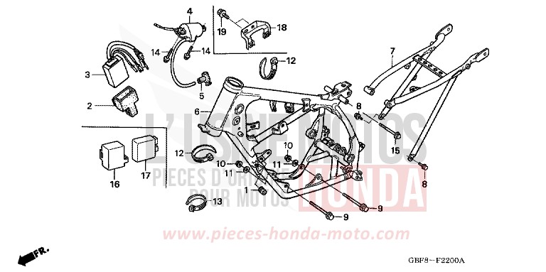 CARROSSERIE DE CHASSIS de CR85R "Grandes Roues" EXTREME RED (R292) 2004